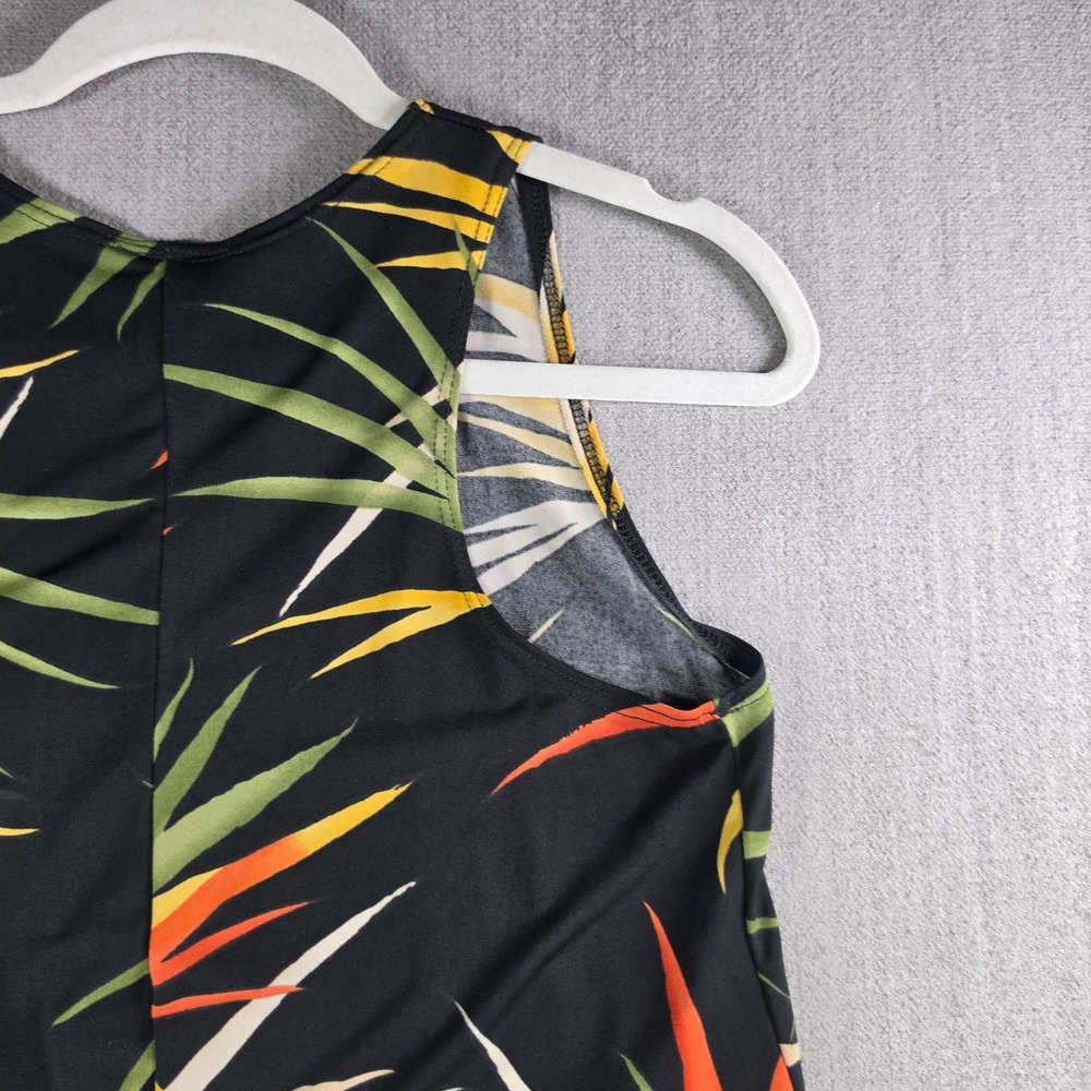 Jostar Tunic Top Women Small Black Floral Bird of Paradise Sharkbite Sleeveless - Picture 11 of 14